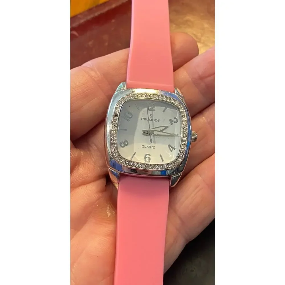 Women's 32mm Silver Tone Peugeot Watch, Crystal accents
